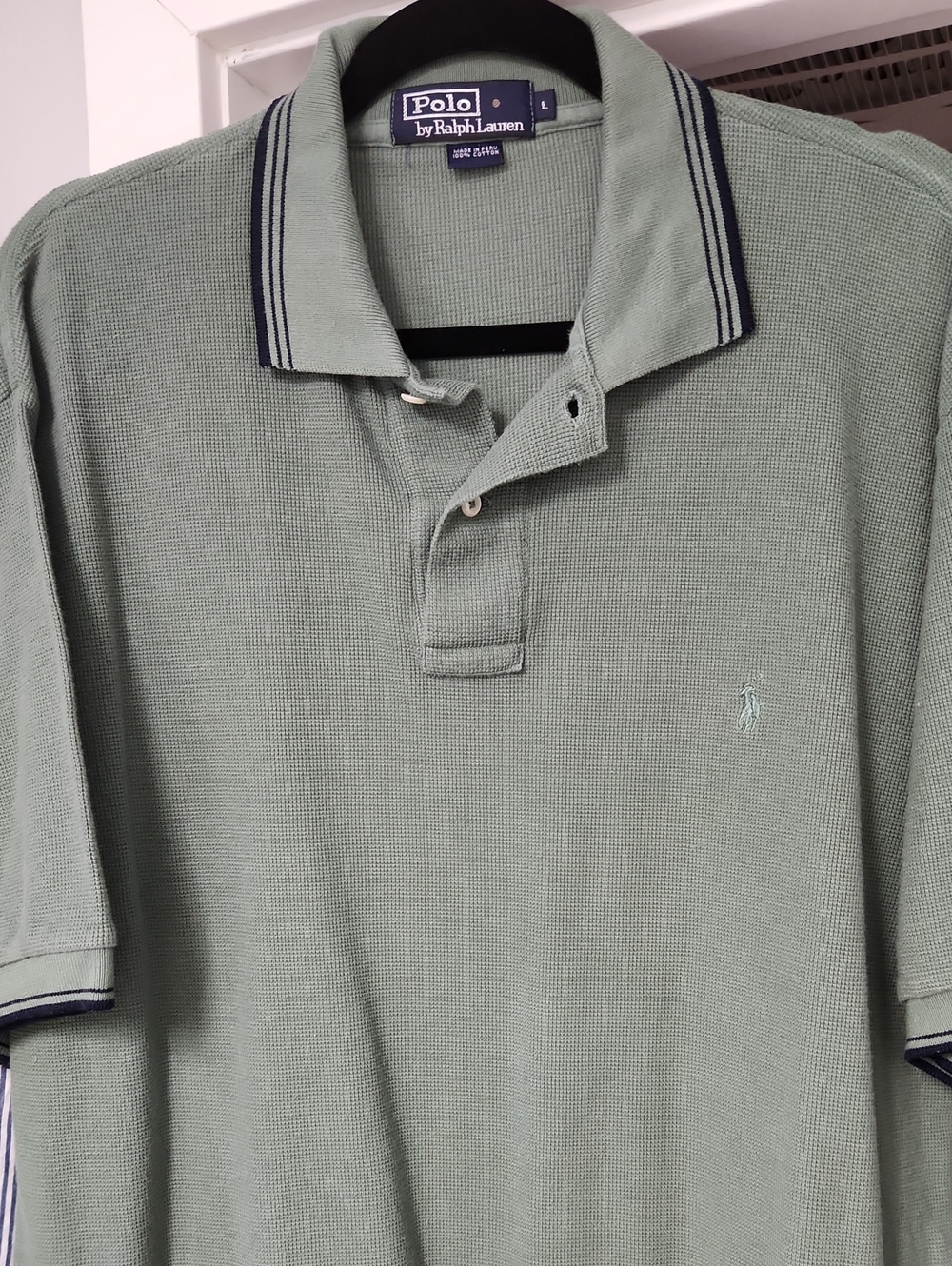 Polo Ralph Lauren Men's Polo Large Casual Vacation Sage Green 100% Cotton Preppy